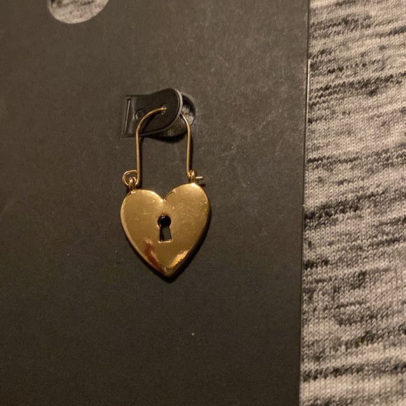 No Boundaries Gold-Tone Dangly Heart Shaped Lock Earrings - Picture 7 of 10